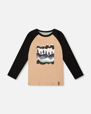 Long Raglan Sleeve Jersey Tee Beige - H20U70_915