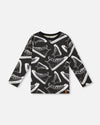 Long Sleeve Organic Cotton Allover Print Tee Black - H20U71_999