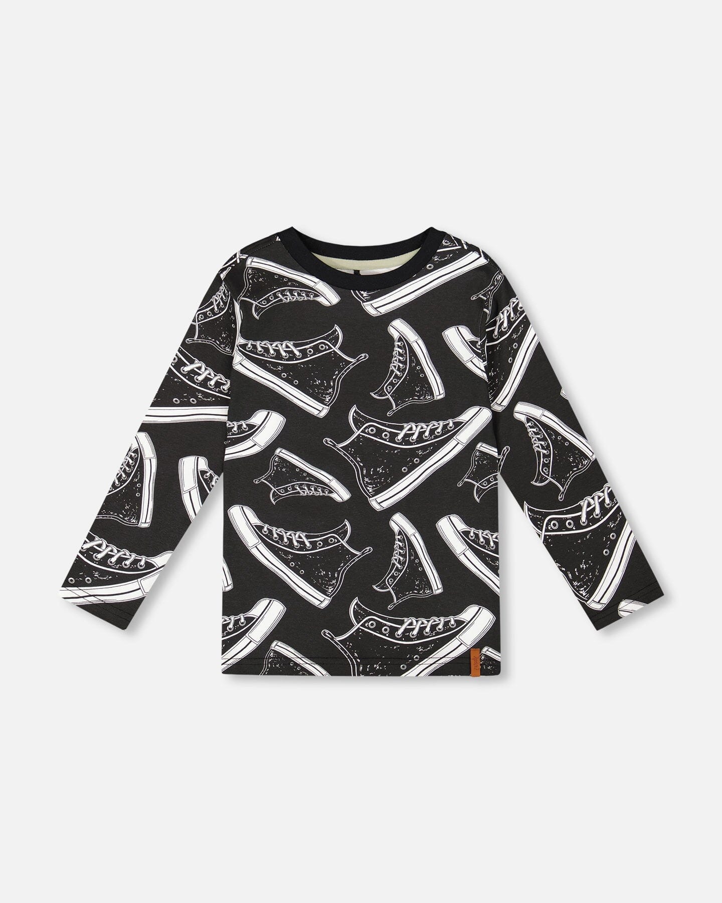 Long Sleeve Organic Cotton Allover Print Tee Black - H20U71_999