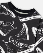 Long Sleeve Organic Cotton Allover Print Tee Black - H20U71_999