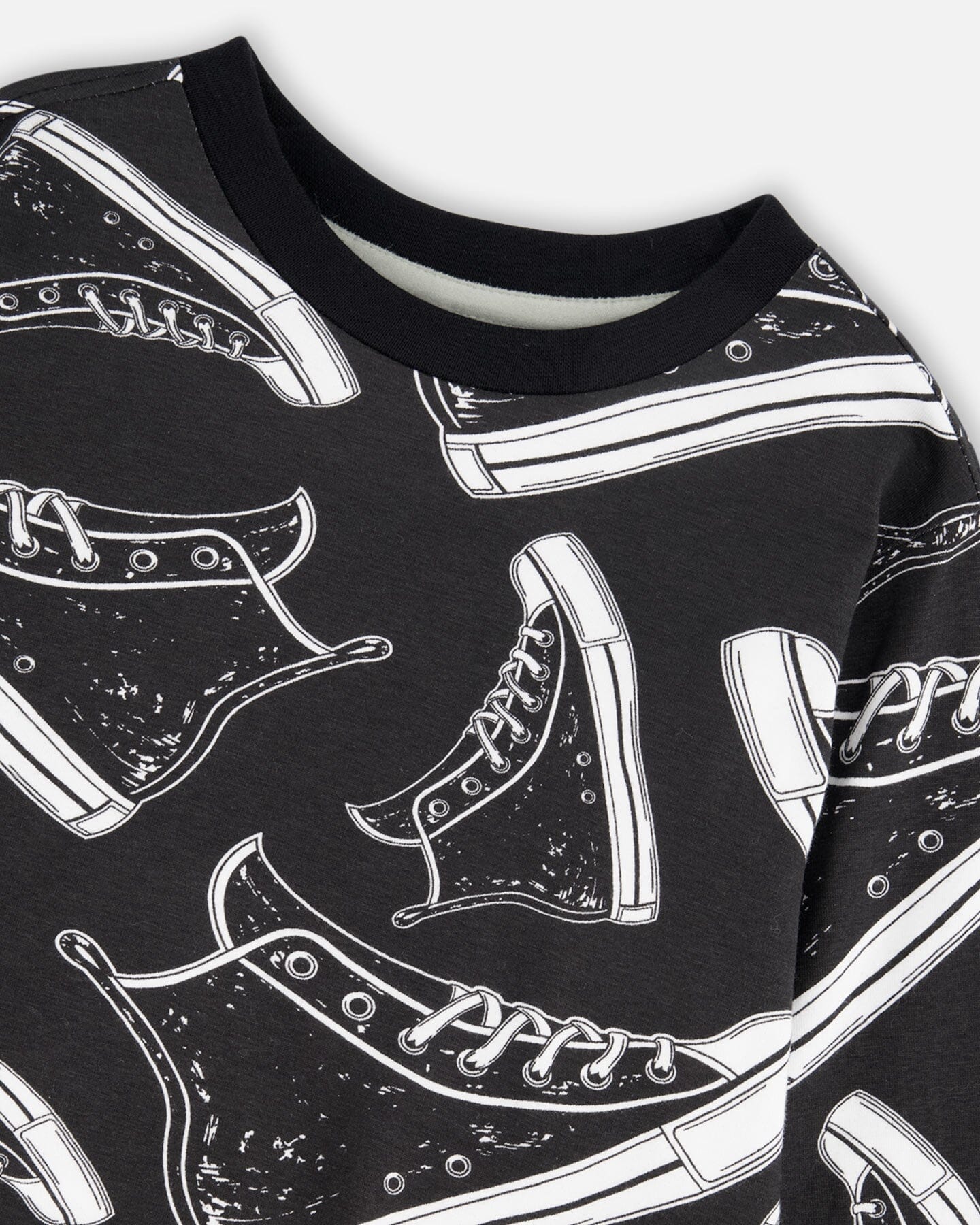 Long Sleeve Organic Cotton Allover Print Tee Black - H20U71_999