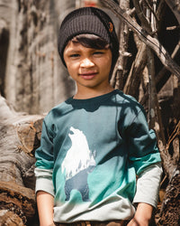 Long Sleeve Organic Cotton Gradient Jersey Tee Bottle Green - H20U72_292