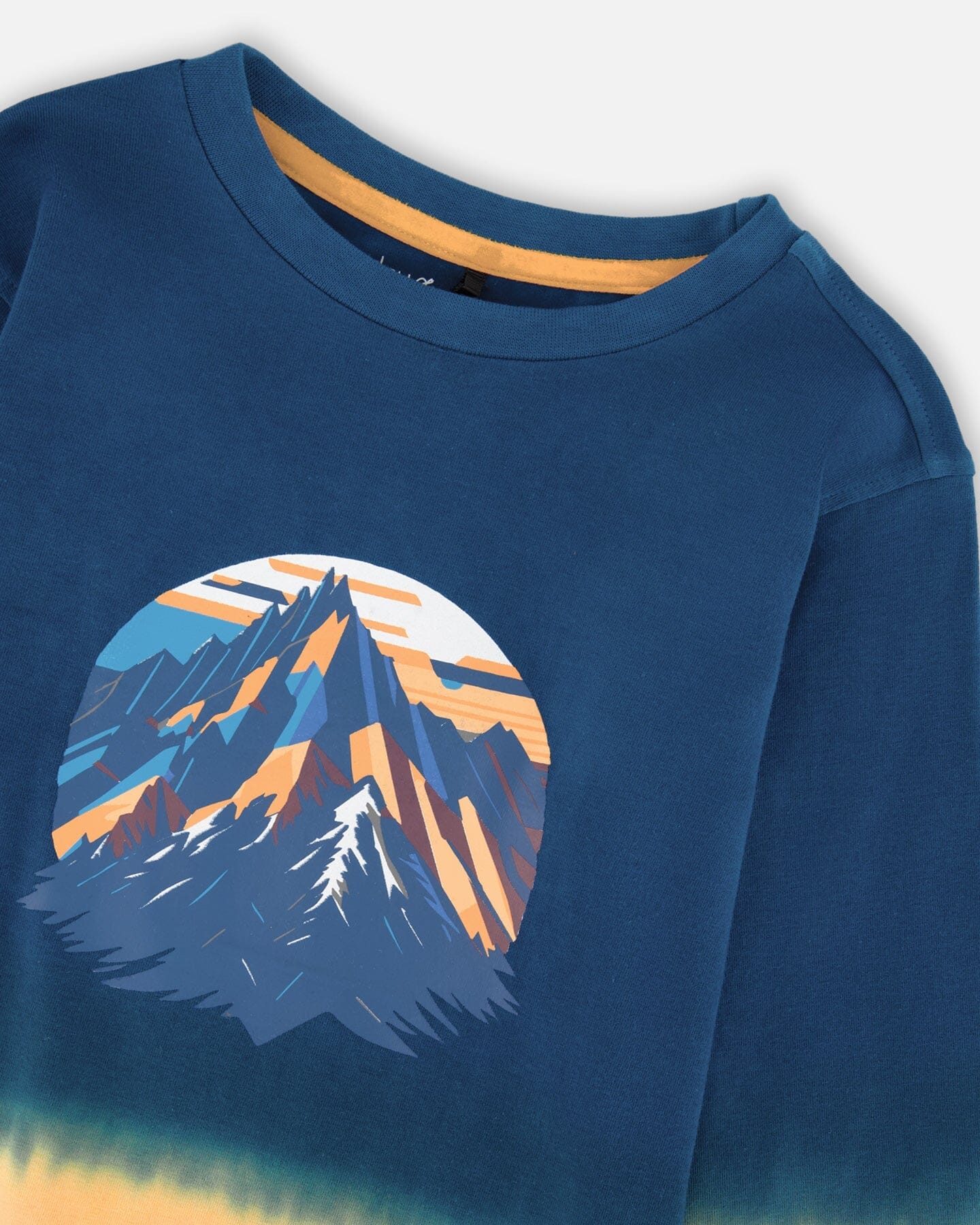 Long Sleeve Organic Cotton Gradient Jersey Tee Dark Teal - H20U72_979