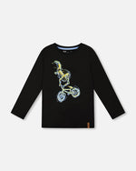Long Sleeve Cotton Jersey Tee Shirt Black - H20U74_999