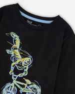 Long Sleeve Cotton Jersey Tee Shirt Black - H20U74_999