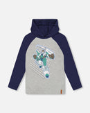 Organic Cotton Jersey Hooded Raglan Sleeve Tee Navy Blue - H20U75_481