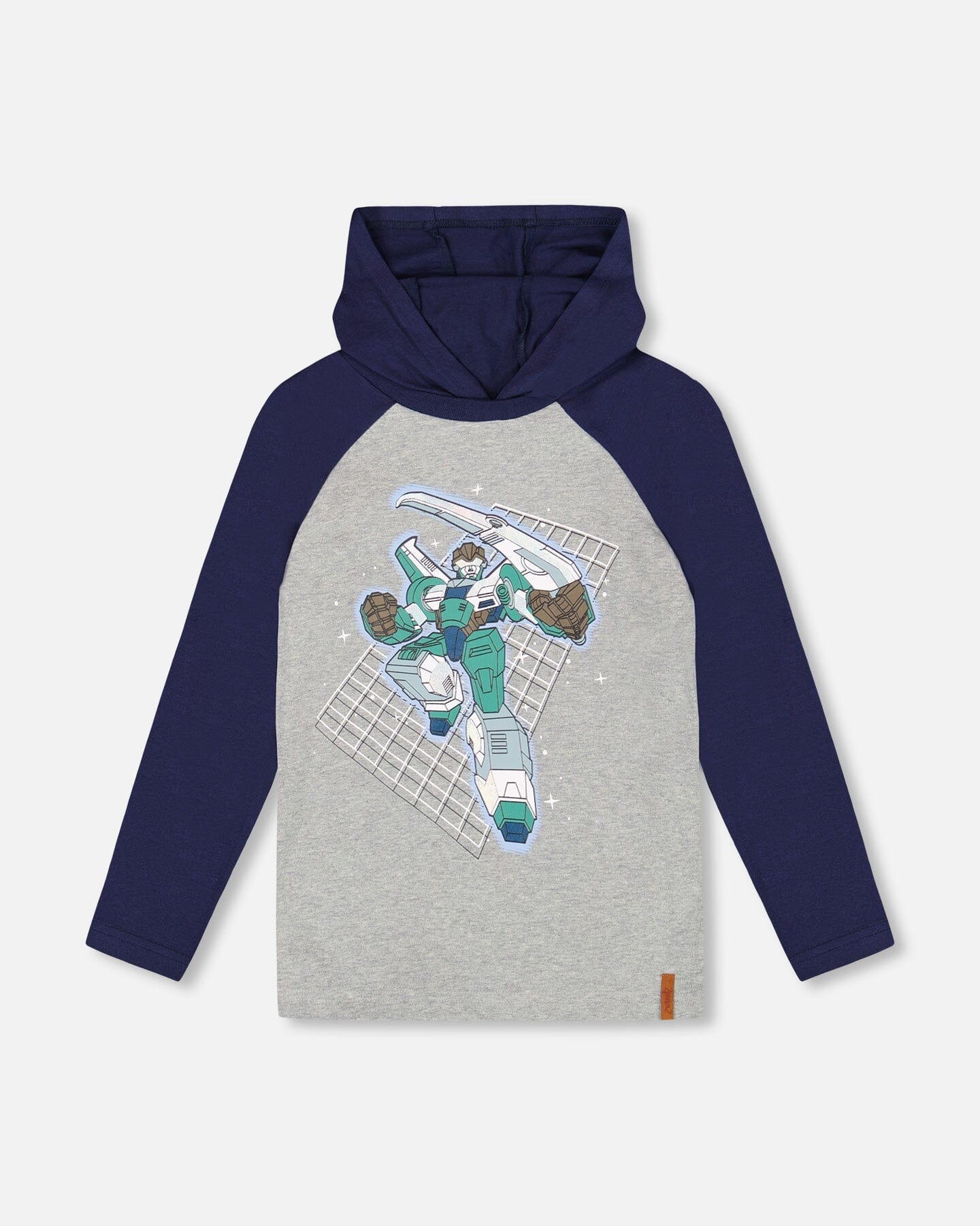 Organic Cotton Jersey Hooded Raglan Sleeve Tee Navy Blue - H20U75_481
