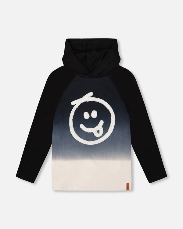 Organic Cotton Jersey Hooded Raglan Sleeve Tee Black - H20U75_999