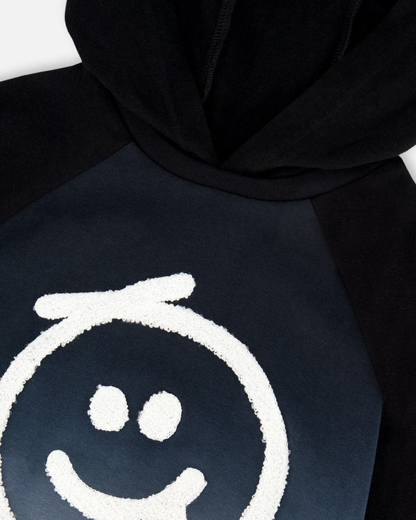 Organic Cotton Jersey Hooded Raglan Sleeve Tee Black - H20U75_999