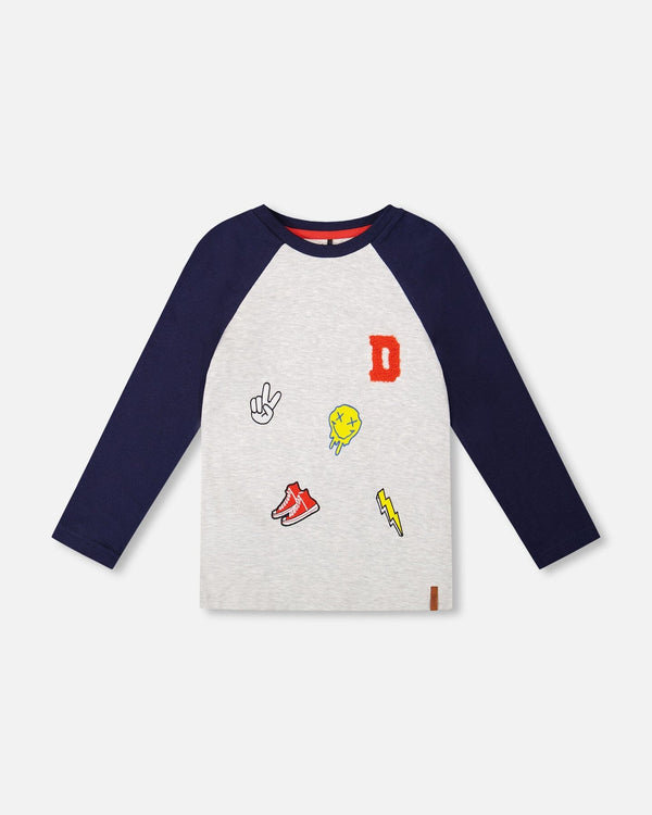 Organic Cotton Raglan Sleeve Tee Shirt Light Heather Grey - H20U76_191