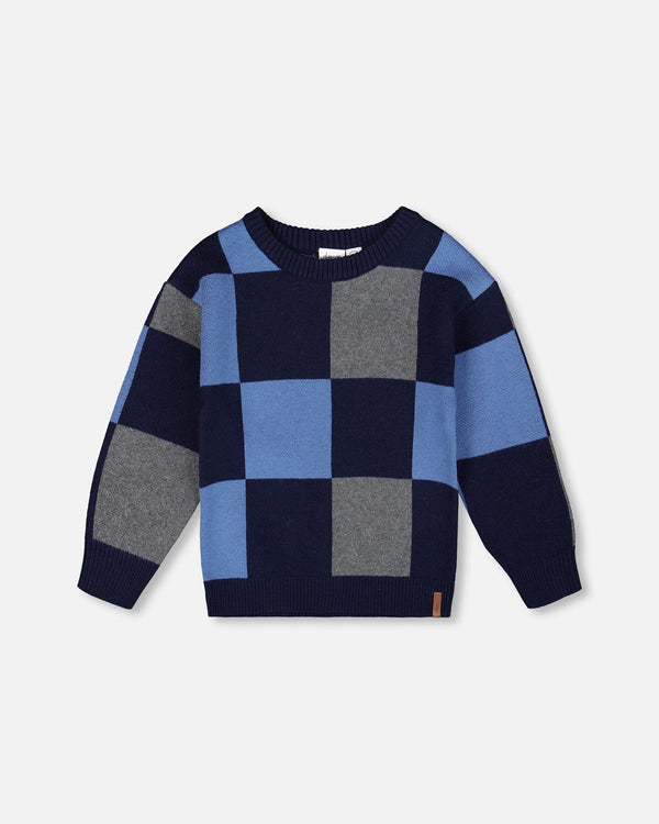 Knit Sweater Blue Checkered - H20UT77_000