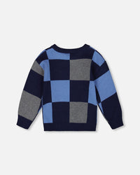 Knit Sweater Blue Checkered - H20UT77_000
