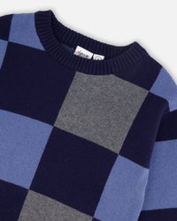 Knit Sweater Blue Checkered - H20UT77_000