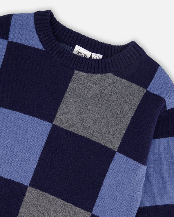 Knit Sweater Blue Checkered - H20UT77_000
