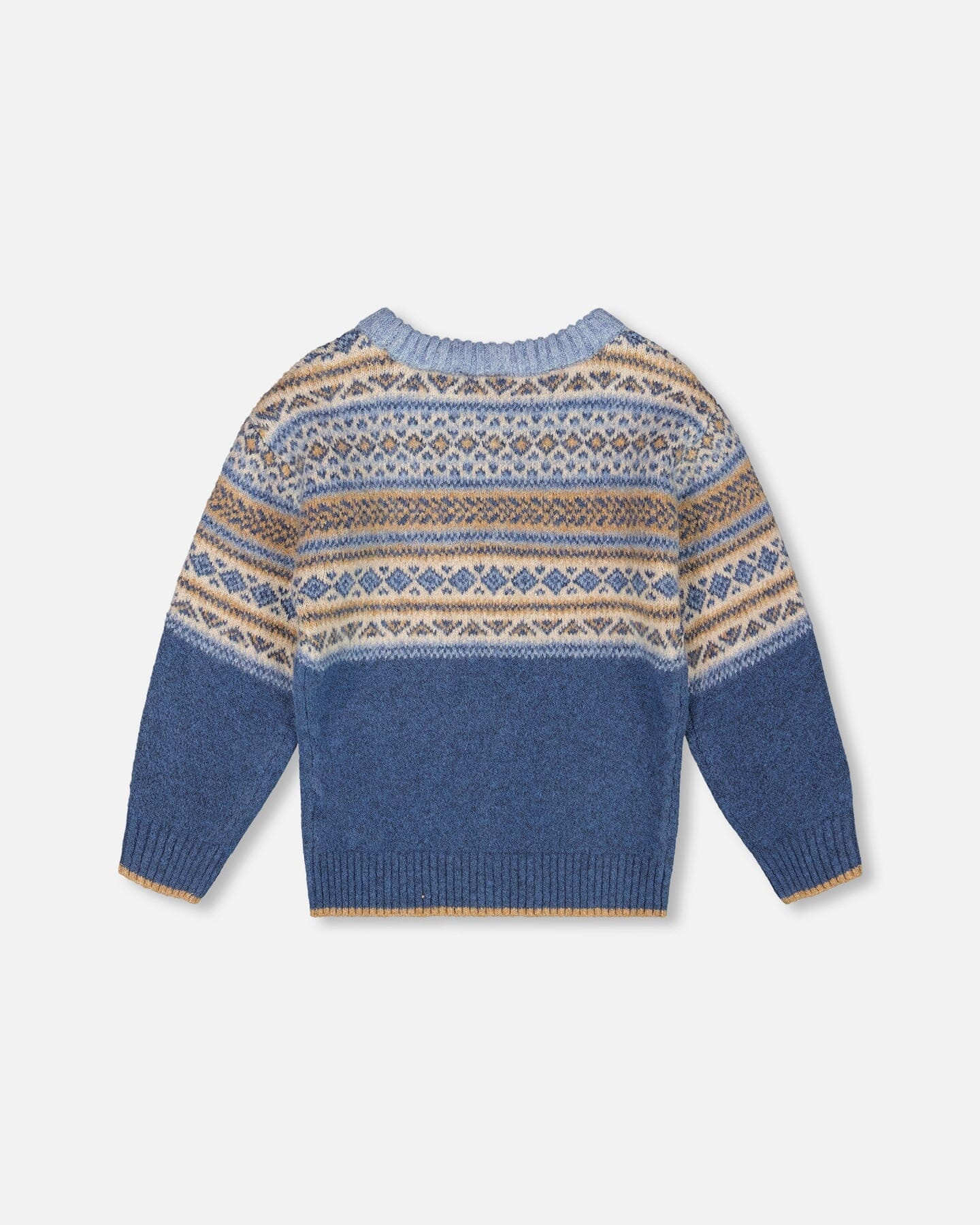 Norwegian Jacquard Knit Sweater Blue And Cream - H20UT78_000