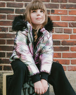 Multicolor Metallic Quilted Bomber-Style Winter Coat - H20W56_000