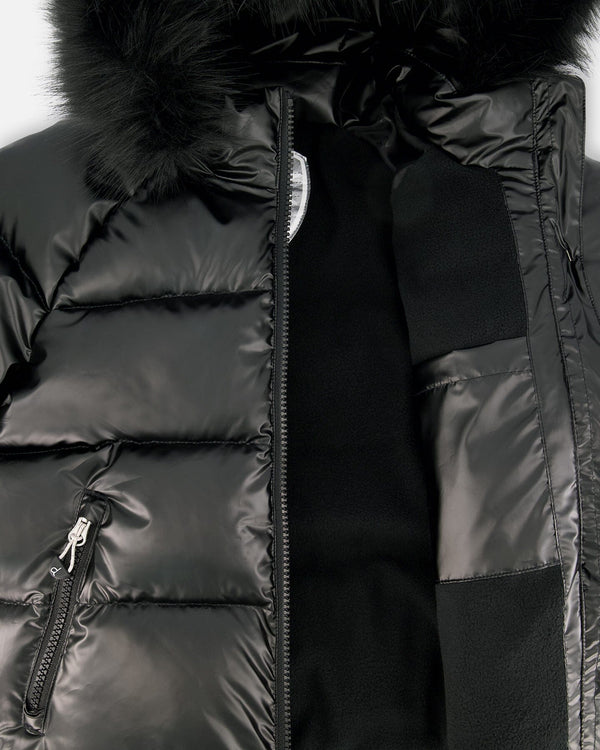 Black Quilted Bomber-Style Winter Coat - H20W56_999