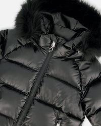Black Quilted Bomber-Style Winter Coat - H20W56_999