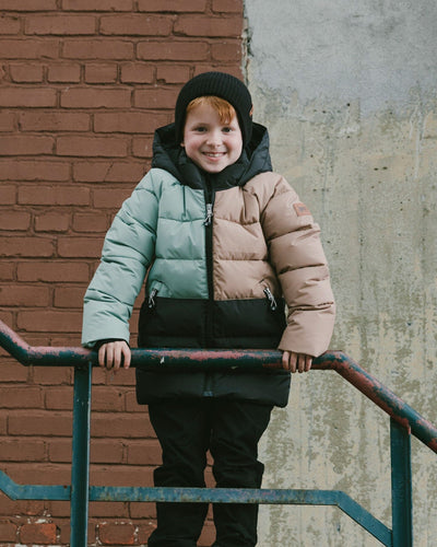 Colorblocked Puffy Winter Coat Black - H20W57_999