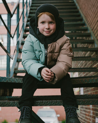 Colorblocked Puffy Winter Coat Black - H20W57_999