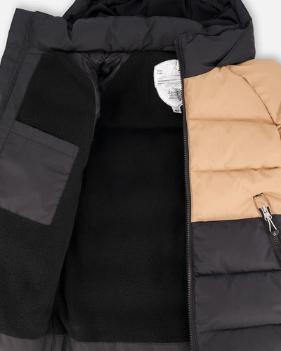 Colorblocked Puffy Winter Coat Black - H20W57_999