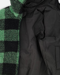 Reversible Mid-Season Sherpa Jacket Teal Plaid Outerwear Deux par Deux 