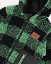 Reversible Mid-Season Sherpa Jacket Teal Plaid Outerwear Deux par Deux 