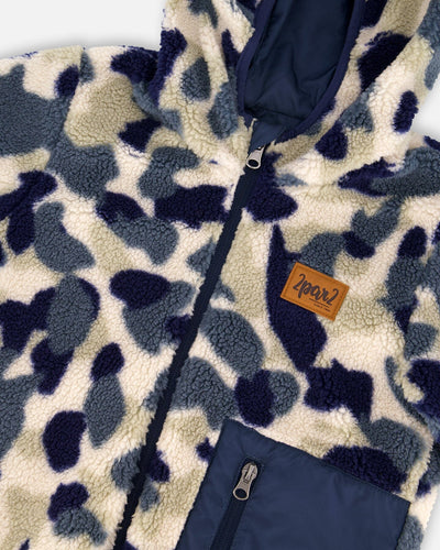Reversible Mid-Season Sherpa Jacket Blue Camo - H20W65_479