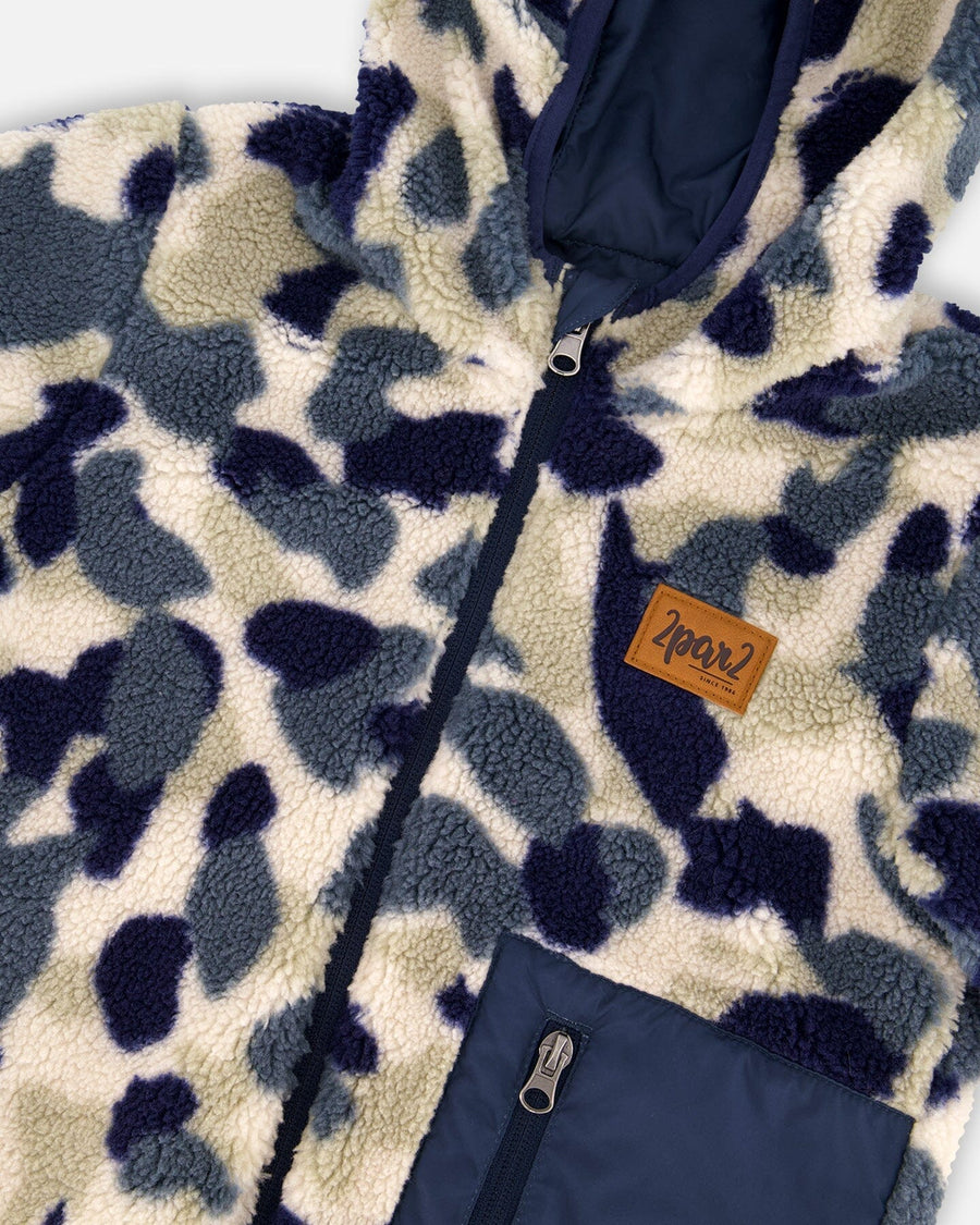 Reversible Mid-Season Sherpa Jacket Blue Camo - H20W65_479