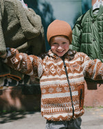 Reversible Mid-Season Sherpa Jacket Brown Aztec Pattern - H20W65_948