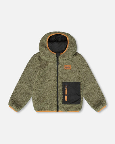 Reversible Mid-Season Sherpa Jacket Khaki - H20W65_999
