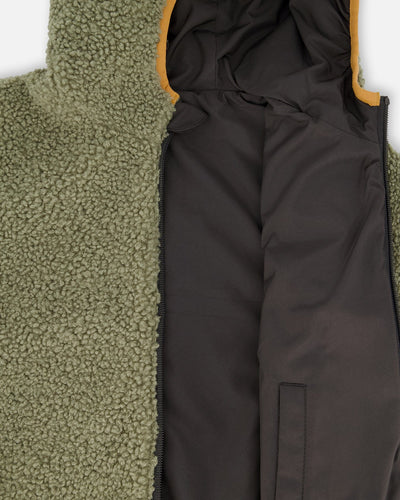 Reversible Mid-Season Sherpa Jacket Khaki - H20W65_999