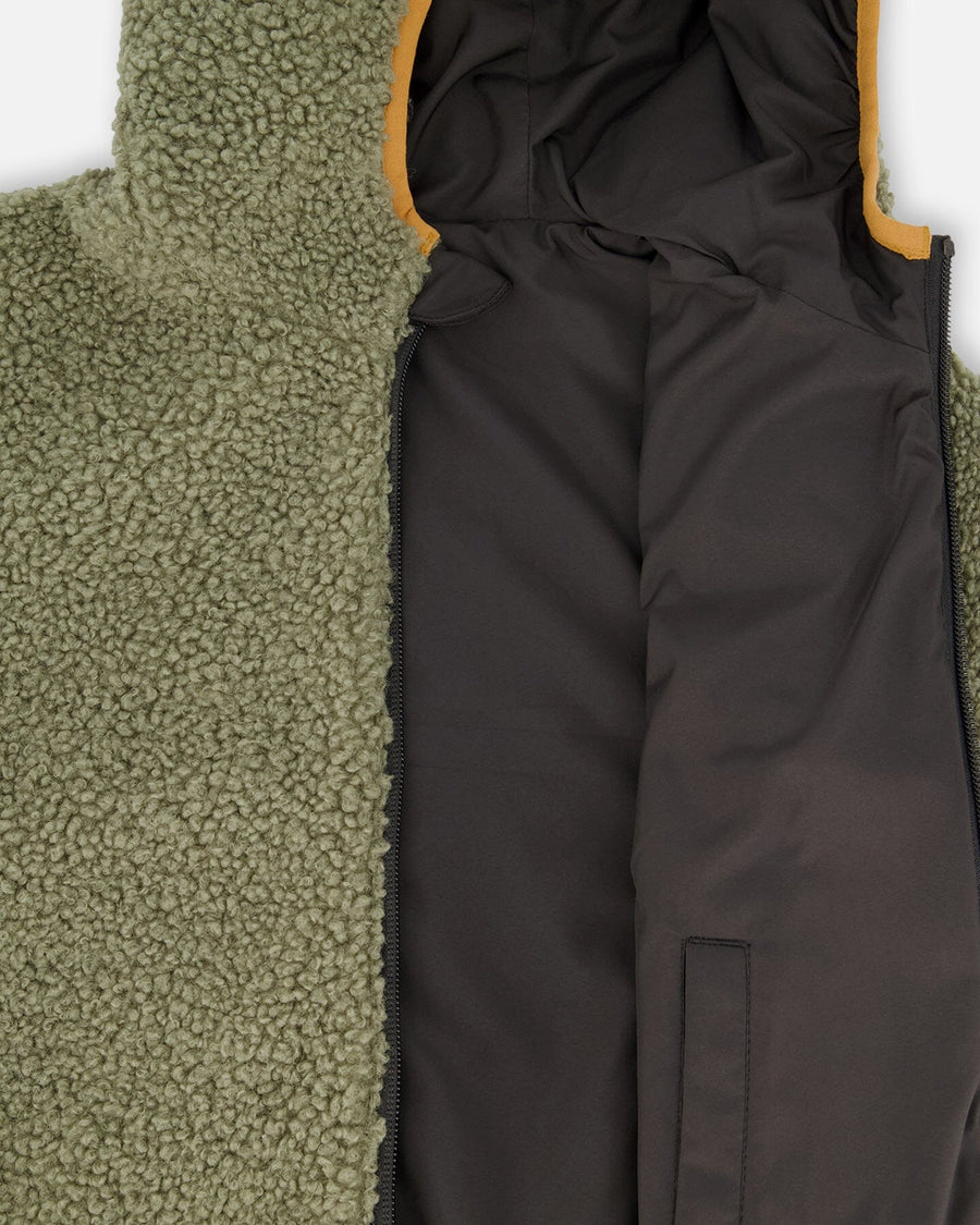 Reversible Mid-Season Sherpa Jacket Khaki - H20W65_999
