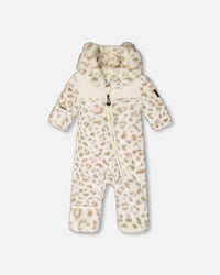 Baby Mid-Season Plush One Piece Outerwear Cream Leopard Print - H20W66_070