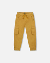 Pantalon cargo jogger en sergé brun olive