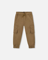 Pantalon cargo jogger en sergé brun