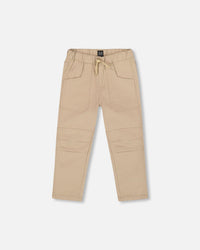 Twill Jogger Pants With Patch Pockets In Beige - H20YB21_116