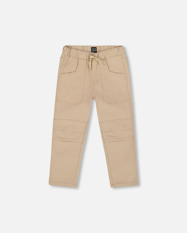 Twill Jogger Pants With Patch Pockets In Beige - H20YB21_116