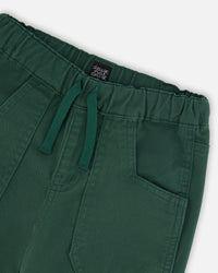 Twill Jogger Pants With Patch Pockets Forest Green - H20YB21_308