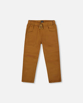 Twill Jogger Pants With Patch Pockets Brown