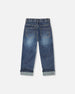 Stretch Jeans Dark Blue With Rolled Cuffs - H20YB23_123