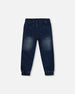 French Terry Jogger Pants Dark Blue Denim - H20YB24_123