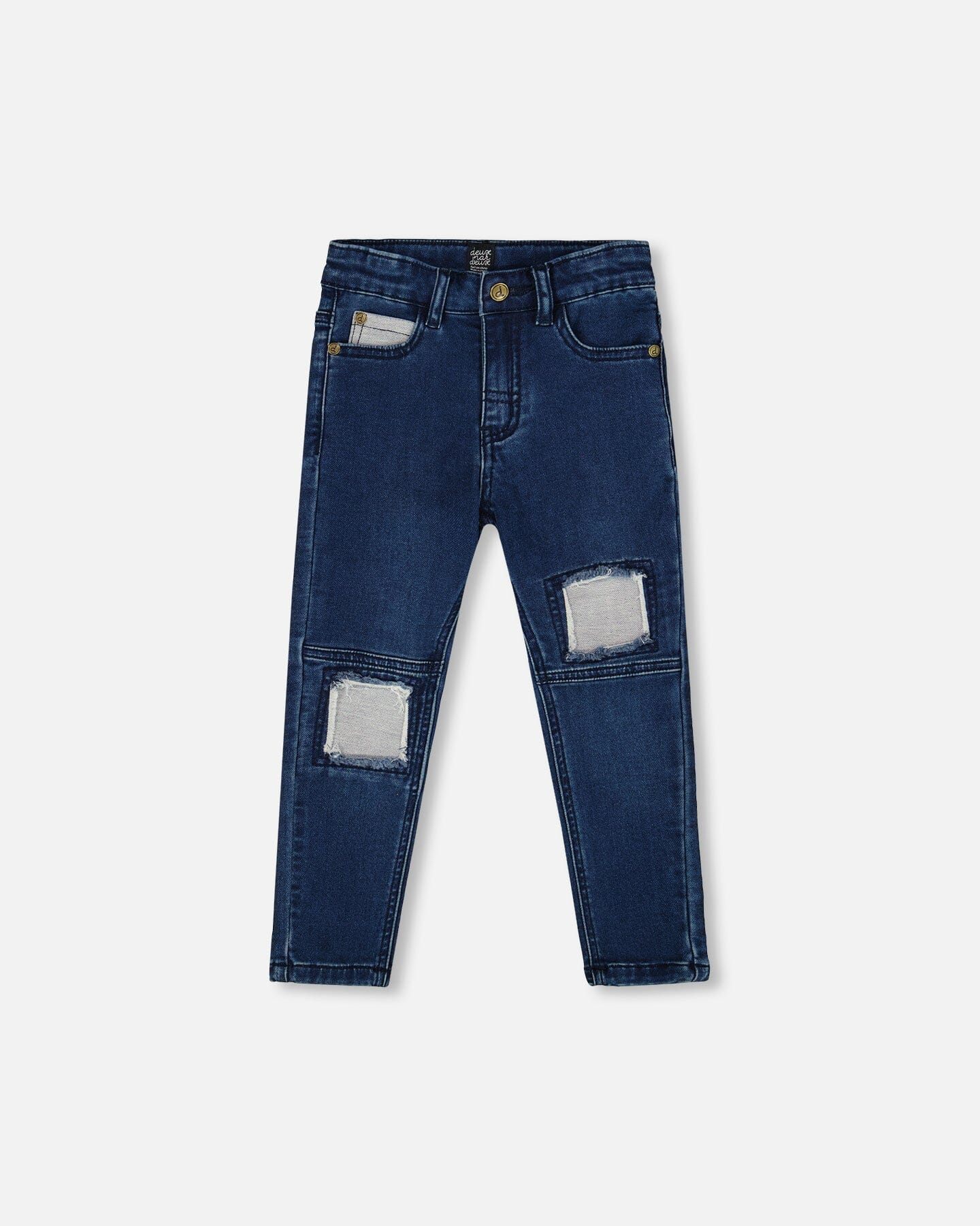French Terry Blue Denim Pants With Contrasting Patch - H20YB25_123