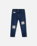 French Terry Blue Denim Pants With Contrasting Patch - H20YB25_123