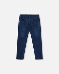 French Terry Blue Denim Pants With Contrasting Patch - H20YB25_123