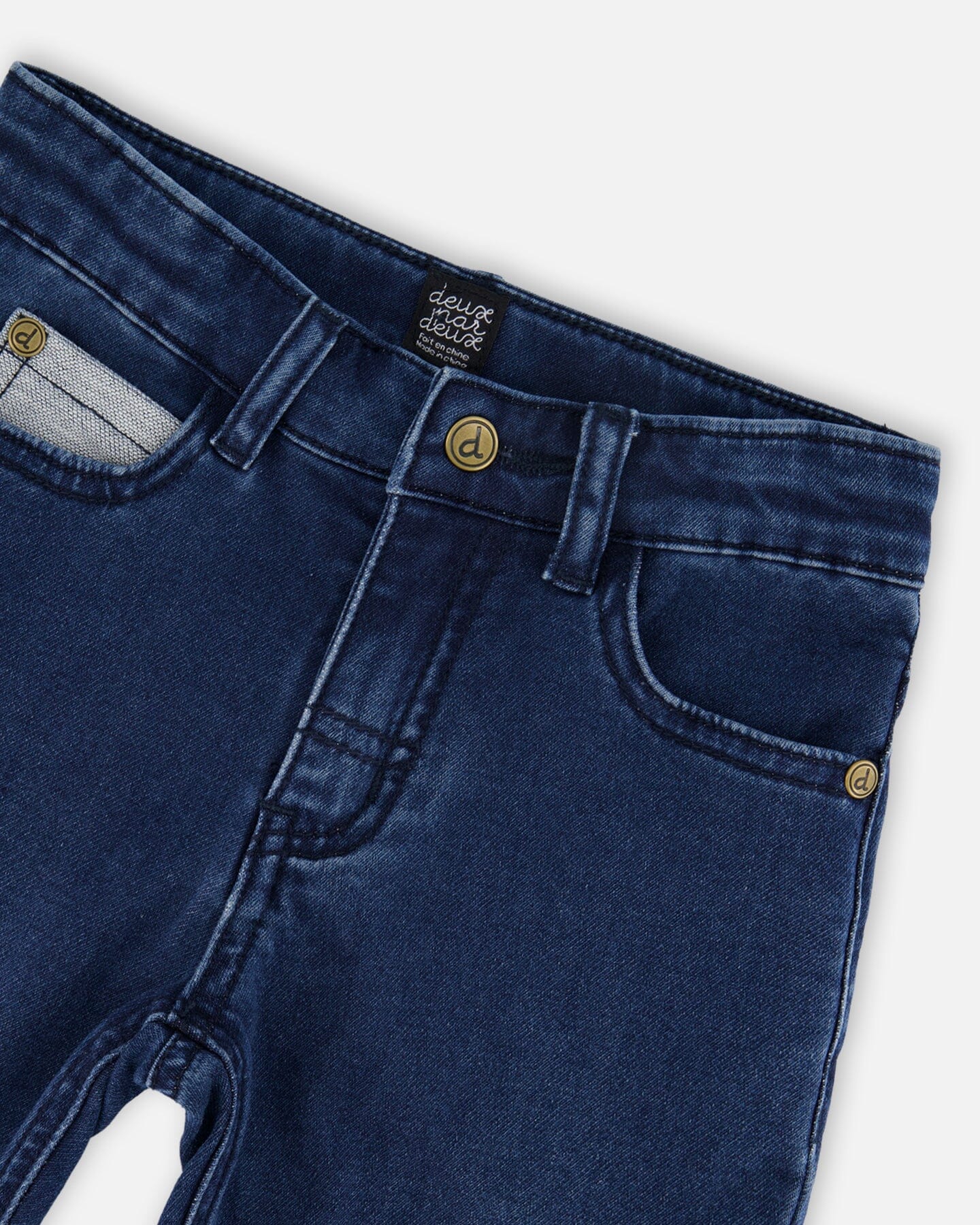 French Terry Blue Denim Pants With Contrasting Patch - H20YB25_123