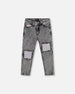 French Terry Black Denim Pants With Contrasting Patch - H20YB25_124