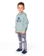 French Terry Black Denim Pants With Contrasting Patch - H20YB25_124