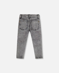 French Terry Black Denim Pants With Contrasting Patch - H20YB25_124