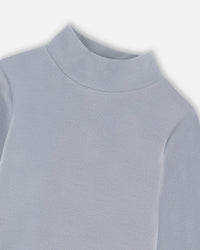 Super Soft Ribbed Mock Neck Top Blue Gray - H20YG71_455